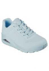 Buty do chodzenia damskie, Skechers Uno-Stand on Air. Niebieskie buty treningowe Skechers, na zimę, bez wzorów, z materiału, przed kostkę, bez zapięcia, trekkingowe. Za 289.00 zł.