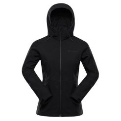 Kurtka damska trekkingowa softshell Alpine Pro Gedera. Czarne kurtki przejściowe sportowe Alpine Pro, bez wzorów, z softshellu, bez kaptura, trekkingowe. W wyprzedaży za 499.00 zł.