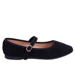 Baleriny w stylu Mary Jane Golins Black czarne. Czarne baleriny bez wzorów, z materiału, bez obcasa, bez zapięcia. Za 84.63 zł.