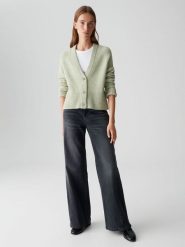 OPUS Kardigan "Dassi" w kolorze jasnozielonym rozmiar: 40. Zielone swetry Opus, bez wzorów, z wełny, bez ramiączek. Za 117.99 zł.