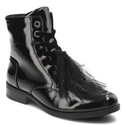 Czarne Botki S.Barski Ocieplane Eleganckie Obuwie Damskie. Czarne botki S.BARSKI, bez wzorów, z tiulu, eleganckie, bez obcasa, bez zapięcia. Za 169.00 zł.