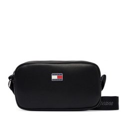 Torebka Tommy Jeans. Czarne listonoszki Tommy Jeans, bez wzorów, z jeansu, bez dodatków. Za 369.99 zł.