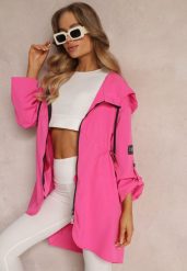 Fuksjowa Kurtka Oversize Wiatrówka Ceshela. Czerwone kurtki Renee, s, bez wzorów, eleganckie, bez kaptura. W wyprzedaży za 52.49 zł.