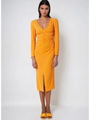 Monki Sukienka w kolorze pomarańczowym rozmiar: 36. Pomarańczowe sukienki Monki, na co dzień, bez wzorów, bez kołnierzyka, bez ramiączek, midi, proste. Za 43.99 zł.