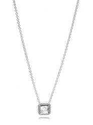 Pandora Srebrny naszyjnik z zawieszką - dł. 45 cm rozmiar: onesize. Szare naszyjniki Pandora, z materiału, z cyrkonią, srebrne. Za 308.95 zł.