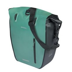Pojedyncza torba rowerowa Rivo M MIK Hooks, srebrno-zielona. Czarne torby na laptopa BASIL, bez wzorów, z materiału, na ramię. Za 307.55 zł.