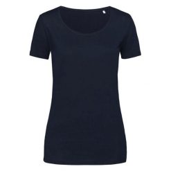Koszulka Damska Finest Cotton T-shirt. Niebieskie t-shirty Stedman, bez wzorów, casualowe, bez kołnierzyka, bez ramiączek. Za 34.99 zł.