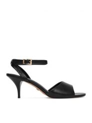 GINO ROSSI Sandały C-LT51-38 Czarny. Czarne sandały Gino Rossi, bez wzorów, ze skóry, bez obcasa, na szpilce, bez zapięcia. Za 299.99 zł.