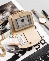 Portfel damski Milano Design SF-1830-JM beżowy. Brązowe portfele MILANO DESIGN, bez wzorów, ze skóry ekologicznej. Za 37.99 zł.