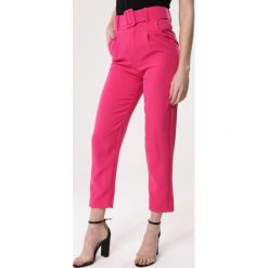 Fuksjowe Spodnie Graceful. Spodnie materiałowe Born2be, bez wzorów, z materiału. Za 79.99 zł.