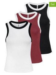 Sublevel Topy (3 szt.) w kolorze czerwonym, czarnym i białym rozmiar: XL. Białe topy Sublevel, xl, bez wzorów, bez kołnierzyka, bez ramiączek. Za 134.95 zł.