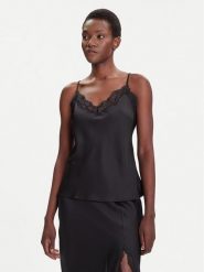 Calvin Klein Top LV044C101G Czarny Regular Fit. Czarne topy Calvin Klein, l, bez wzorów, z syntetyku, bez kołnierzyka, bez ramiączek. Za 249.99 zł.