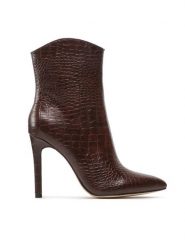 DeeZee Botki WYL2979-22 Brązowy. Brązowe botki DeeZee, bez wzorów, ze skóry, bez obcasa, na szpilce, bez zapięcia. Za 159.99 zł.