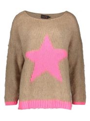 Miss goodlife Sweter "Star" w kolorze beżowo-jasnoróżowym rozmiar: XL. Brązowe swetry miss goodlife, xl, bez wzorów, z wełny, retro, bez ramiączek. Za 224.52 zł.