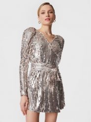 ROTATE Sukienka koktajlowa Sequin RT2259 Srebrny Slim Fit. Szare sukienki ROTATE, bez wzorów, z syntetyku, wizytowe, bez kołnierzyka, bez ramiączek. Za 1,569.00 zł.