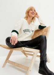 Bluza o fasonie oversize. Brązowe bluzy bonprix, bez wzorów, bez ramiączek, bez kaptura. Za 102.99 zł.