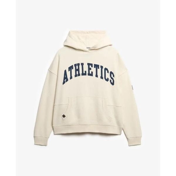 Bluza damska z kapturem Superdry Athletic Essentials. Białe bluzy Superdry, xs, z aplikacjami, eleganckie, bez ramiączek, z kapturem. Za 311.85 zł.