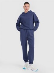 4F Spodnie dresowe z waflowej dzianiny damskie - granatowe XXL. Niebieskie spodnie dresowe 4f, bez wzorów, z dresówki. Za 169.99 zł.
