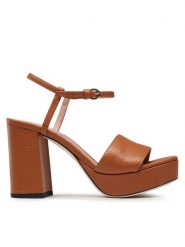 Pollini Sandały SA16219C1GTD0200 Brązowy. Brązowe sandały Pollini, bez wzorów, ze skóry, bez obcasa, na słupku, bez zapięcia. Za 929.99 zł.