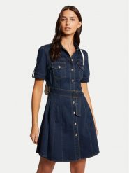 Morgan Sukienka jeansowa 241-RIXES Granatowy Regular Fit. Niebieskie sukienki Morgan, bez wzorów, z bawełny, bez kołnierzyka, bez ramiączek. Za 309.99 zł.