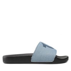 Klapki True Religion. Niebieskie klapki True Religion, bez wzorów, bez obcasa, bez zapięcia. Za 369.99 zł.