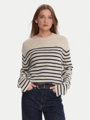 Tommy Hilfiger Sweter WW0WW46438 Écru Regular Fit. Swetry Tommy Hilfiger, m, bez wzorów, z wełny, bez ramiączek. Za 559.99 zł.