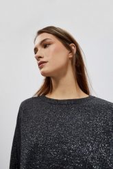 Sweter z metaliczną nitką grafitowy. Szare swetry MOODO, s, bez wzorów, bez ramiączek. W wyprzedaży za 59.99 zł.