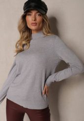 Jasnoszary Sweter Klasyczny z Dodatkiem Wiskozy Nerisoa. Szare swetry Renee, m, bez wzorów, z wiskozy, casualowe, bez ramiączek. W wyprzedaży za 47.99 zł.