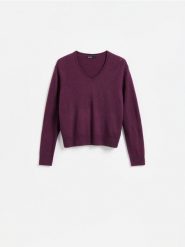 Sweter z wełny merino - burgundowy. Czerwone swetry Reserved, l, bez wzorów, z wełny, bez ramiączek. Za 169.99 zł.