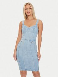 Guess Sukienka jeansowa Lidia W4YK02 D5DX2 Niebieski Slim Fit. Niebieskie sukienki Guess, xs, z aplikacjami, z bawełny, bez kołnierzyka, bez ramiączek. Za 469.99 zł.
