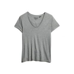 Bluzka T-shirt z haftem dla kobiet Superdry Studios. Szare t-shirty Superdry, bez wzorów, bez kołnierzyka, bez ramiączek. W wyprzedaży za 119.05 zł.