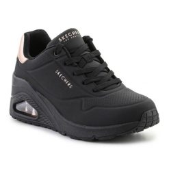 Buty Skechers Uno Wedge - Hi Steps 177520-BBK czarne. Czarne buty treningowe bez wzorów, z gumy, bez zapięcia. Za 544.84 zł.