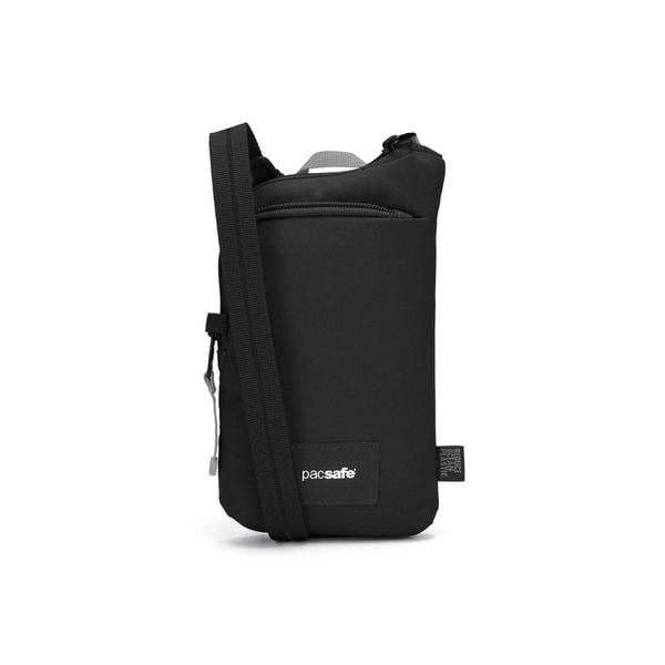 Saszetka Pacsafe Go Tech Crossbody - jet black. Czarne nerki i saszetki Pacsafe, bez wzorów, sportowe, bez dodatków. Za 230.99 zł.