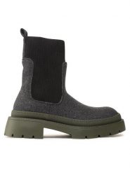 JENNY Sztyblety H13096-20 Szary. Szare botki Jenny, bez wzorów, z materiału, bez obcasa, na płaskiej podeszwie, bez zapięcia. Za 199.99 zł.