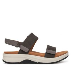 Sandały Josef Seibel. Szare sandały Josef Seibel, bez wzorów, bez obcasa, na płaskiej podeszwie, bez zapięcia. Za 309.99 zł.