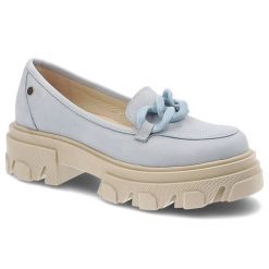 Niebieskie Półbuty Maciejka Modne Skórzane Mokasyny. Niebieskie mokasyny Maciejka, z aplikacjami, ze skóry. Za 280.99 zł.