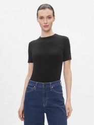 Calvin Klein T-Shirt Modal Rib Ss Tee K20K206404 Czarny Slim Fit. Czarne t-shirty Calvin Klein, xl, bez wzorów, bez kołnierzyka, bez ramiączek. Za 189.99 zł.