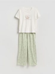 Dwuczęściowa piżama z bawełny - jasnozielony. Zielone piżamy Reserved, l, bez wzorów, z bawełny, bez kołnierzyka, bez ramiączek. Za 99.99 zł.