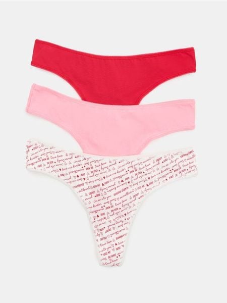 Bawełniane stringi 3 pack - wielobarwny. Stringi Sinsay, bez wzorów, z bawełny. Za 11.99 zł.