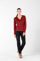 Damska bluza rozpinana z kapturem 100% Merino - Marin/Woolona. Fioletowe bluzy WOOLONA, m, bez wzorów, z materiału, z kapturem, trekkingowe. Za 540.00 zł.