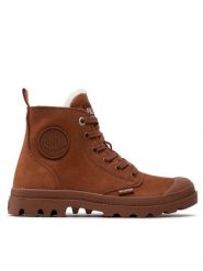 Palladium Trapery Pampa Hi Zip Wl 95982-200-M Brązowy. Brązowe traperki Palladium, bez wzorów, z nubiku, bez obcasa, bez zapięcia. Za 363.35 zł.
