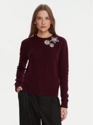 KAOS Sweter RI1KT022 Bordowy Regular Fit. Czerwone swetry KAOS, l, bez wzorów, z wełny, bez ramiączek. Za 809.99 zł.