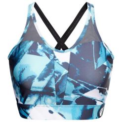 Damski top sportowy Mantra Dare2B niebiesko-czarny. Niebieskie biustonosze sportowe Dare 2b, bez wzorów, z elastanu, na fitness i siłownię. W wyprzedaży za 119.99 zł.