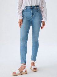 LTB Dżinsy "Freya" - Slim fit - w kolorze błękitnym rozmiar: W25. Niebieskie jeansy LTB, z aplikacjami, ze skóry, klasyczne, z podwyższonym stanem. Za 70.57 zł.