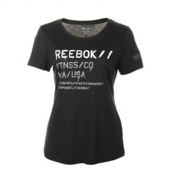 Koszulka sportowa damska Reebok Wor C Com Tee. Czarne t-shirty sportowe Reebok, bez wzorów, bez ramiączek. Za 118.00 zł.