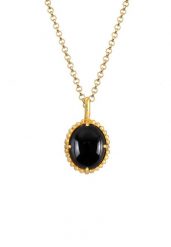 Elli PREMIUM Damski wisior Solitaire Oval Vintage z Onyksem w pozłacanym srebrze próby 925 Sterling Silver Naszyjniki 1 ct. Szare naszyjniki Elli PREMIUM, z materiału, z onyksem, pozłacane. Za 293.99 zł.