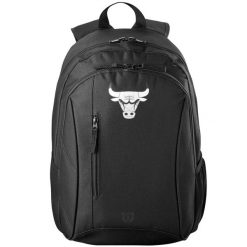Plecak sportowo-turystyczny dla dorosłych NBA Chicago Bulls Backpack 30L. Czarne plecaki Wilson, bez wzorów, bez dodatków. Za 216.50 zł.