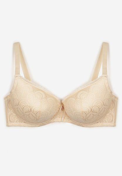 Ciemnobeżowy Biustonosz Full Cup z Koronki Ozdobiony Cyrkoniową Zawieszką Eanessa. Brązowe biustonosze Renee, bez wzorów, z koronki. Za 34.99 zł.