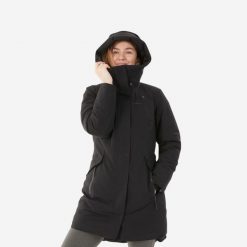 Parka turystyczna damska zimowa Quechua NH500 Warm -10°C wodoodporna. Czarne płaszcze QUECHUA, na zimę, m, bez wzorów, sportowe, bez kaptura. Za 419.99 zł.
