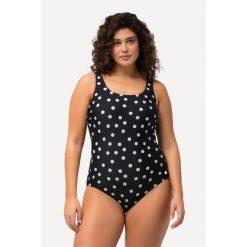 Damskie Kostium kąpielowy kropki bez miękkich miseczek okrągły dekolt. Czarne stroje jednoczęściowe Ulla Popken, bez wzorów, z elastanu, sportowe. Za 199.99 zł.